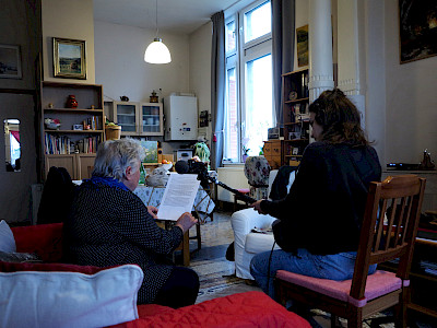Gaby and Hélène during the recording of the sound piece.